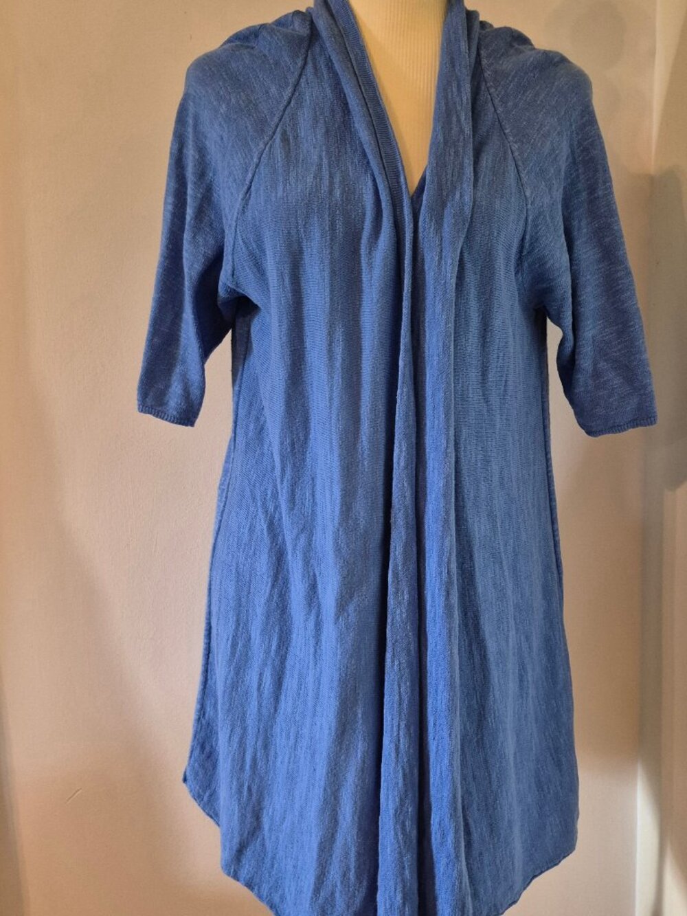 Eileen Fisher Open Front Cardigan S Organic Linen Cotton Slub Short Sleeve Beach